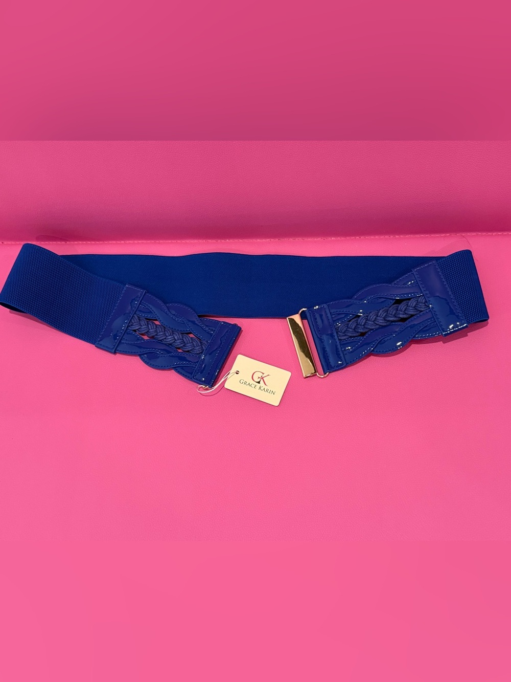 Grace Karin NWT Blue Elastic Braided Waist Cinch Belt